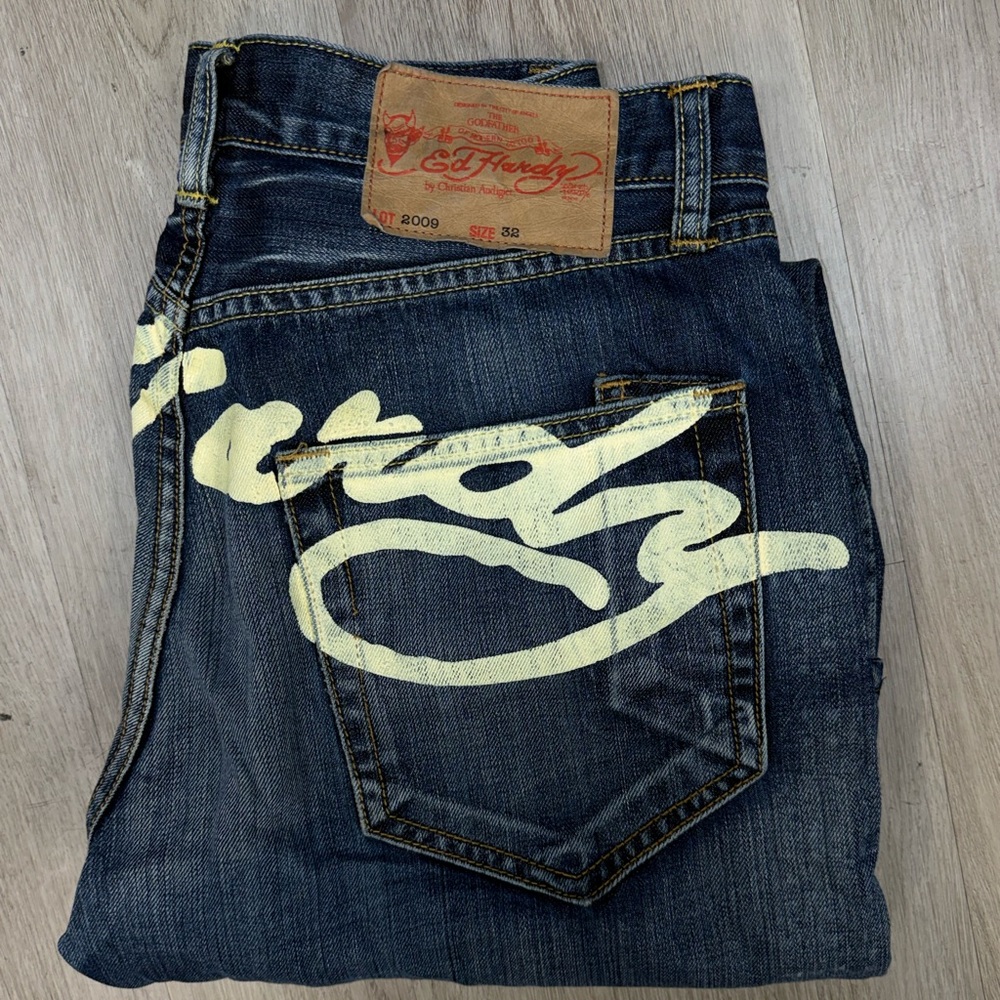 Ed Hardy Dark Blue Relaxed Men's Jeans - Picture 5 of 5
